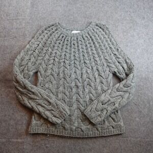 Samsoe Samsoe Sweater Womens Small Gray Chunky Nila ONeck Fisherman Cable Knit